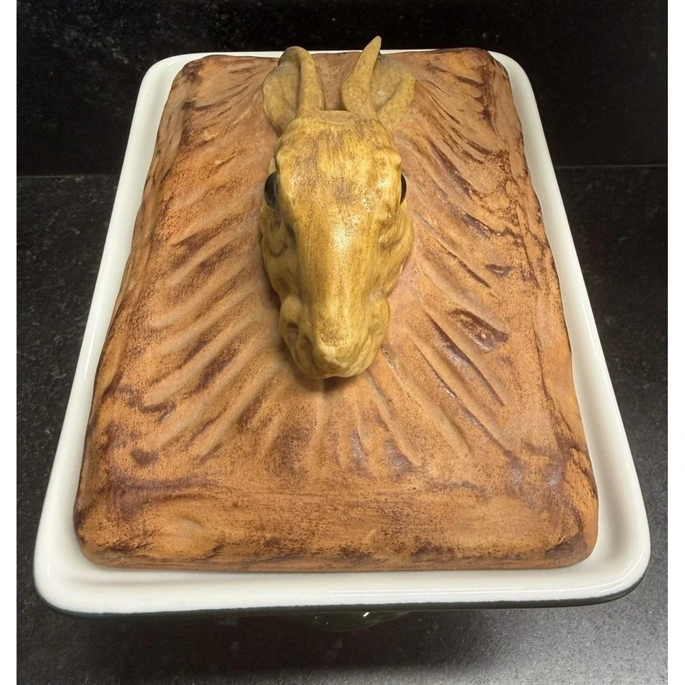 Vtg Pillivuyt French Rabbit Head Pate Tureen - Trompe L'oeil Casserole Dish T841